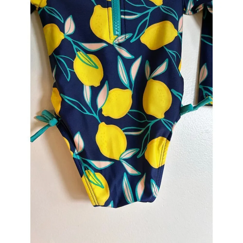 CAT & JACK Girl’s One Piece Long Sleeve Zip Up Swimsuit / Size: 12 Months